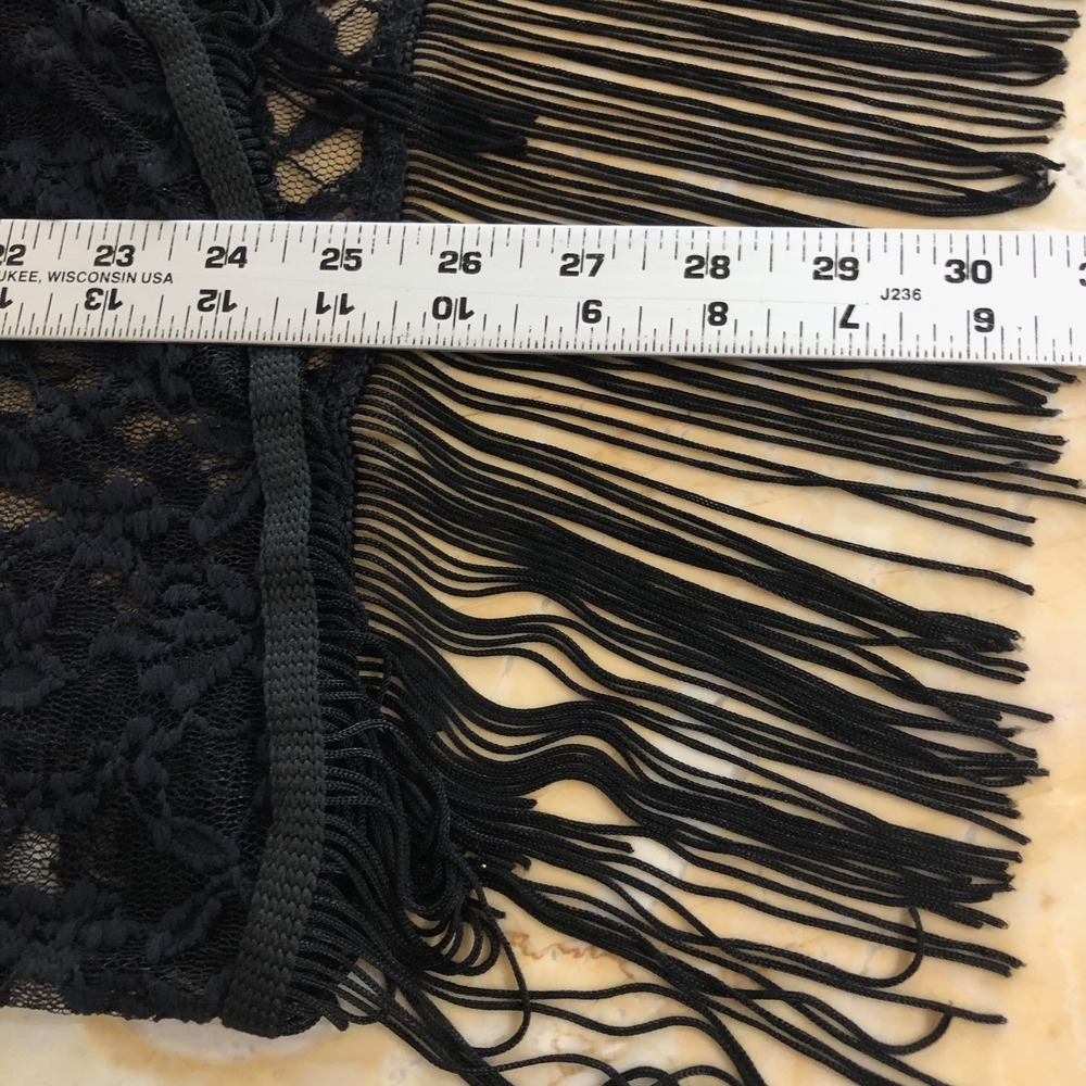 Black Lace Fringe Kimono Cardigan Whimsigoth Witchy Boho Ethereal Goth Size L - Picture 10 of 10